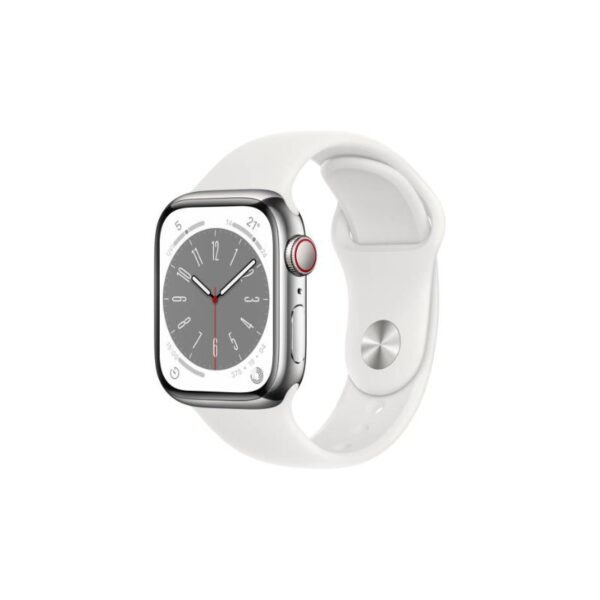 Apple Watch Series 8 [GPS + Cellular] Stainless Steel Case with Sport Band- Certified Pre-Owned