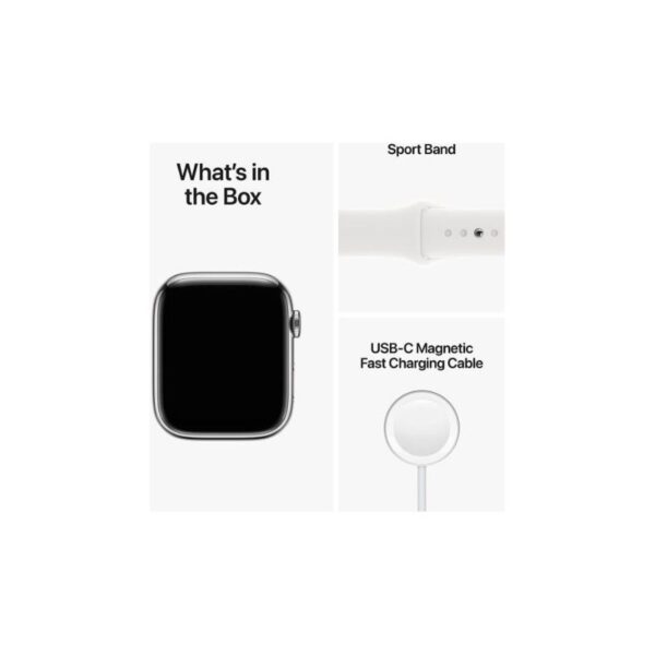 Apple Watch Series 8 [GPS + Cellular] Stainless Steel Case with Sport Band- Certified Pre-Owned - Image 5