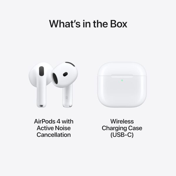 Apple AirPods 4 (with Active Noise Cancellation | Latest Model 2024 ) Wireless Earbuds with USB-C and wireless Charging | Brand New - Image 6