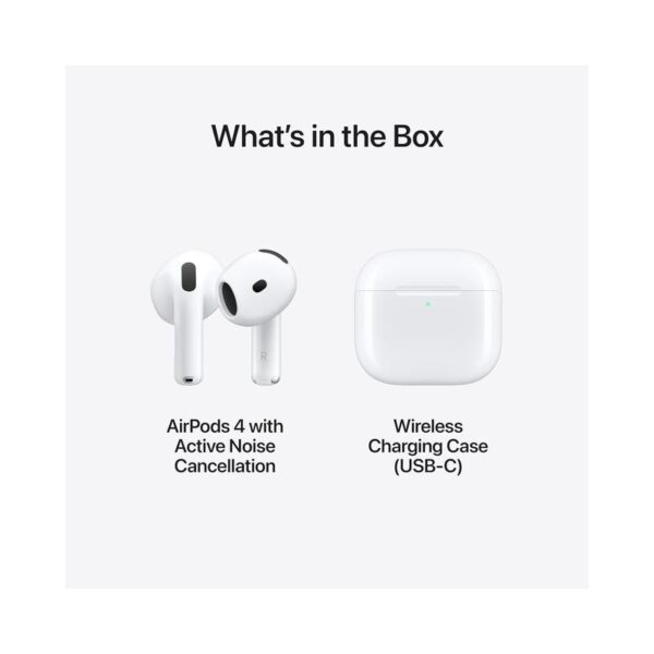 Apple AirPods 4 Wireless Earbuds with Bluetooth, Active Noise Cancellation, Adaptive Audio, Transparency Mode, Personalized Spatial Audio, H2 Chip, USB-C Charging Case, and Wireless Charging (Certified Pre-Owned) - Image 4