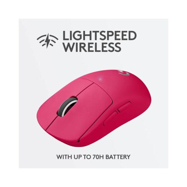 Logitech G PRO X Superlight Wireless Gaming Mouse – Ultra-lightweight design for ultimate agility, featuring a HERO 25K sensor with 25,600 DPI precision, 5 programmable buttons, long-lasting battery life, and compatibility with PC and Mac – Magenta - Image 3