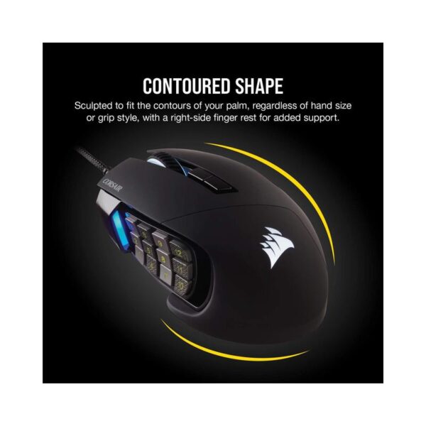 Corsair SCIMITAR RGB ELITE Gaming Mouse for MOBA, MMO – 18,000 DPI, 17 Programmable Buttons, iCUE Compatible – Black - Image 4