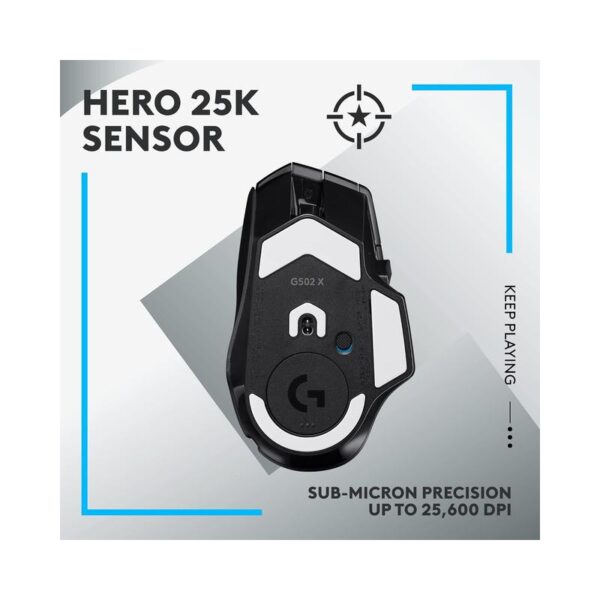 Logitech G502 X Lightspeed Wireless Gaming Mouse – Featuring LIGHTFORCE Hybrid Optical-Mechanical Switches, HERO 25K Sensor, Compatible with PC, macOS, and Windows – Black - Image 5