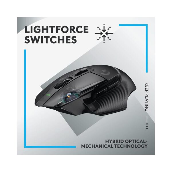 Logitech G502 X Lightspeed Wireless Gaming Mouse – Featuring LIGHTFORCE Hybrid Optical-Mechanical Switches, HERO 25K Sensor, Compatible with PC, macOS, and Windows – Black - Image 4