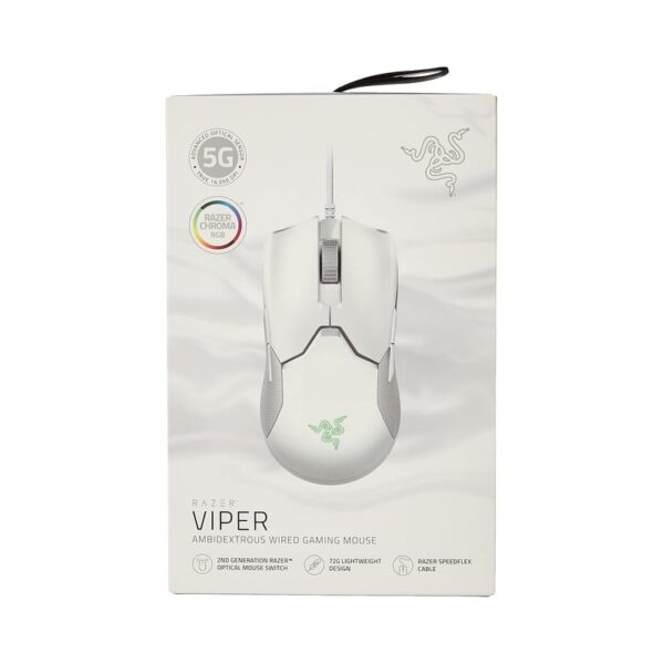 Razer Viper Ultralight Ambidextrous Wired Gaming Mouse – 2nd Gen Razer Optical Mouse Switches, Optical Sensor, Onboard DPI Storage, 71g Lightweight Design, Speedflex Cable – Mercury White - Image 2