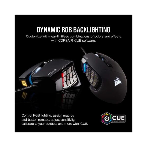 Corsair SCIMITAR RGB ELITE Gaming Mouse for MOBA, MMO – 18,000 DPI, 17 Programmable Buttons, iCUE Compatible – Black - Image 8