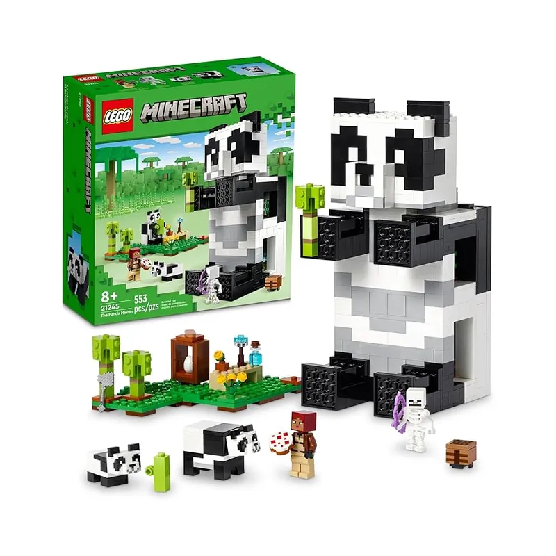 LEGO Minecraft The Panda Haven 21245, Movable Toy House with Baby Pandas Animal Figures, 553 Pcs