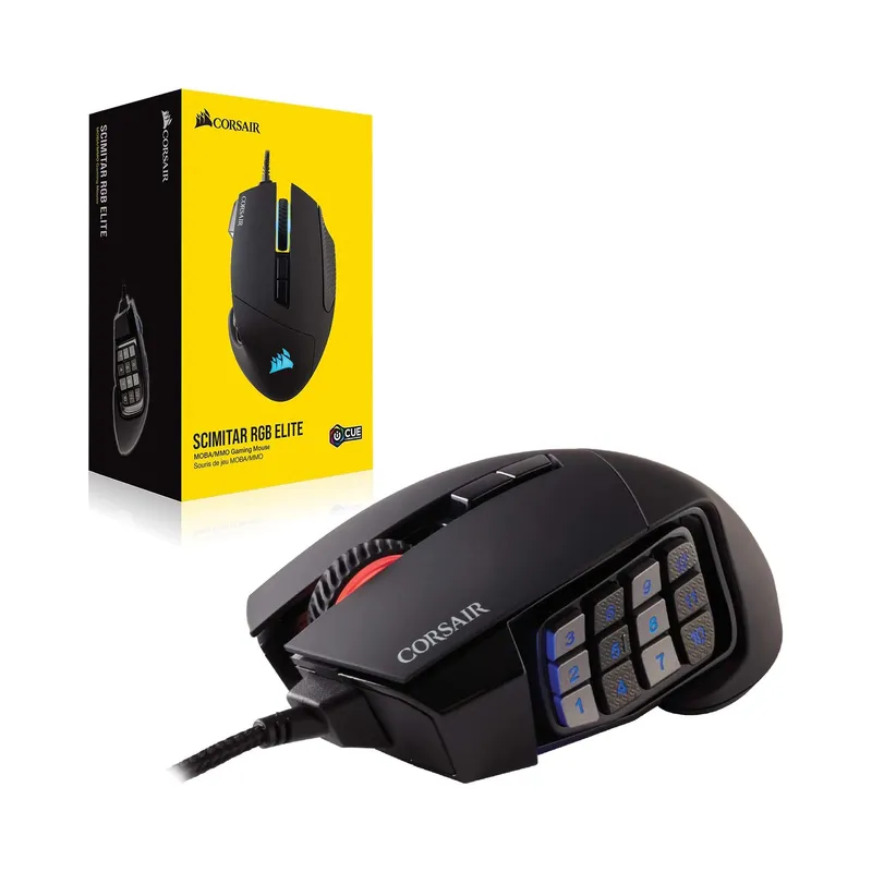Corsair SCIMITAR RGB ELITE, MOBA/MMO Gaming Mouse, Backlit RGB LED, 18000 DPI, Optical, Black - Image 4