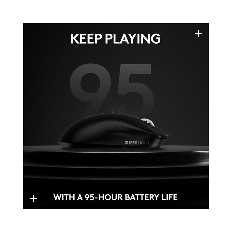 Logitech G PRO X SUPERLIGHT 2 LIGHTSPEED Lightweight Wireless Optical HERO 2 Sensor 44 000 DPI Gaming Mouse with 8K Polling - Black - Open Box - Image 3