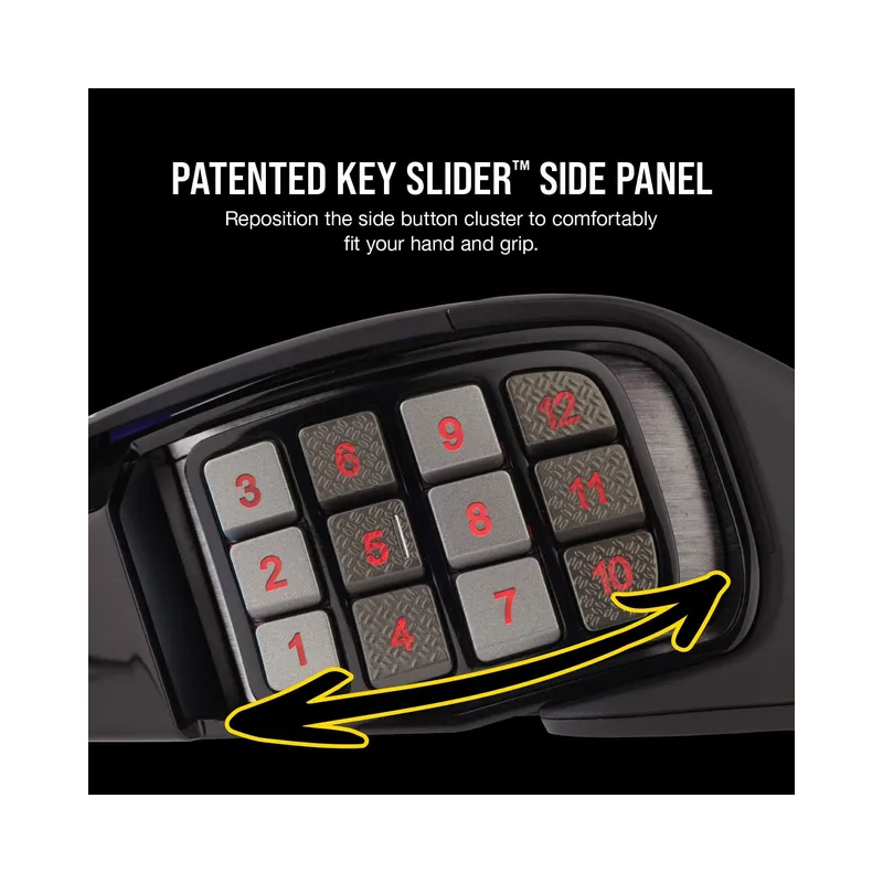 Corsair SCIMITAR RGB ELITE, MOBA/MMO Gaming Mouse, Backlit RGB LED, 18000 DPI, Optical, Black - Image 8