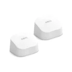 Amazon eero 6 mesh wifi system - Supports internet plans up to 500 Mbps, Coverage up to 280 m², Connect 75+ devices, 2-pack.