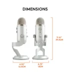 Logitech Blue Yeti Silver USB Mic for Recording, Streaming & Gaming on PC and Mac with Blue Voce Effects 4 Pickup Patterns.