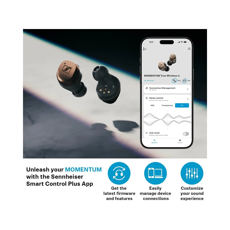 Sennheiser Momentum True Wireless 4 Smart Earbuds with Bluetooth 5.4, Crystal-Clear Sound, Comfortable Design, 30-Hour Battery Life- Black Graphite (Brand New) - Image 8