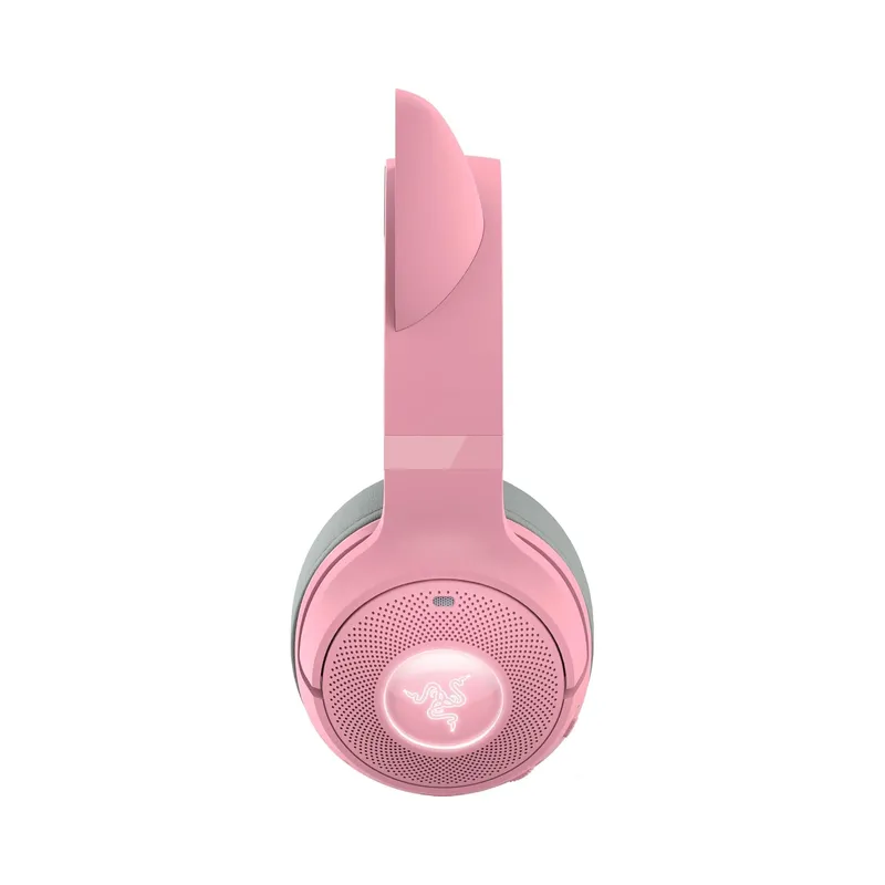 Razer Kraken Kitty V2 BT Wireless RGB Headset: Chroma RGB Kitty Ears & Earcups - Lightweight - 40 Hr Battery w/Type C Charging - Quartz Pink (Brand New) - Image 6