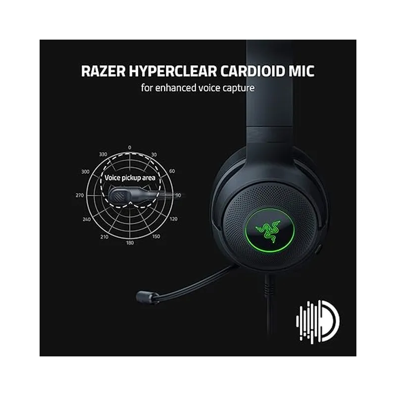 Razer Kraken V3 X Wired USB Gaming Headset: Lightweight Build - Triforce 40mm Drivers - HyperClear Cardioid Mic - 7.1 Surround Sound - Black (Brand New) - Image 6