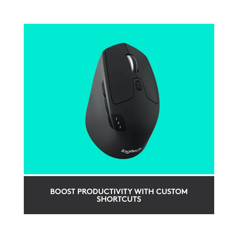 Logitech M720 Triathlon Multi-Device Wireless Mouse, Bluetooth, USB Unifying Receiver, Black - Brand New - Image 3