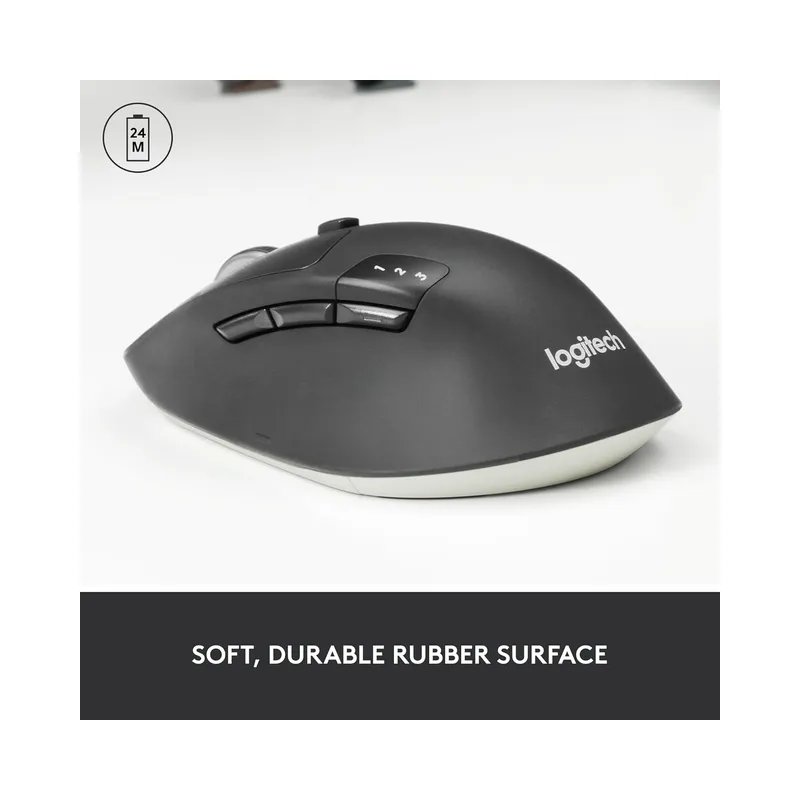 Logitech M720 Triathlon Multi-Device Wireless Mouse, Bluetooth, USB Unifying Receiver, Black - Brand New - Image 2