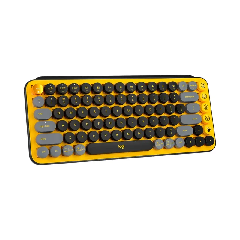 Logitech - POP Keys Wireless Mechanical Tactile Switch Keyboard for Windows/Mac with Customizable Emoji Keys - Blast Yellow - (Brand New) - Image 2