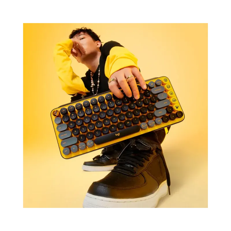 Logitech - POP Keys Wireless Mechanical Tactile Switch Keyboard for Windows/Mac with Customizable Emoji Keys - Blast Yellow - (Brand New) - Image 5