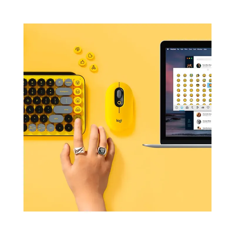 Logitech - POP Keys Wireless Mechanical Tactile Switch Keyboard for Windows/Mac with Customizable Emoji Keys - Blast Yellow - (Brand New) - Image 4