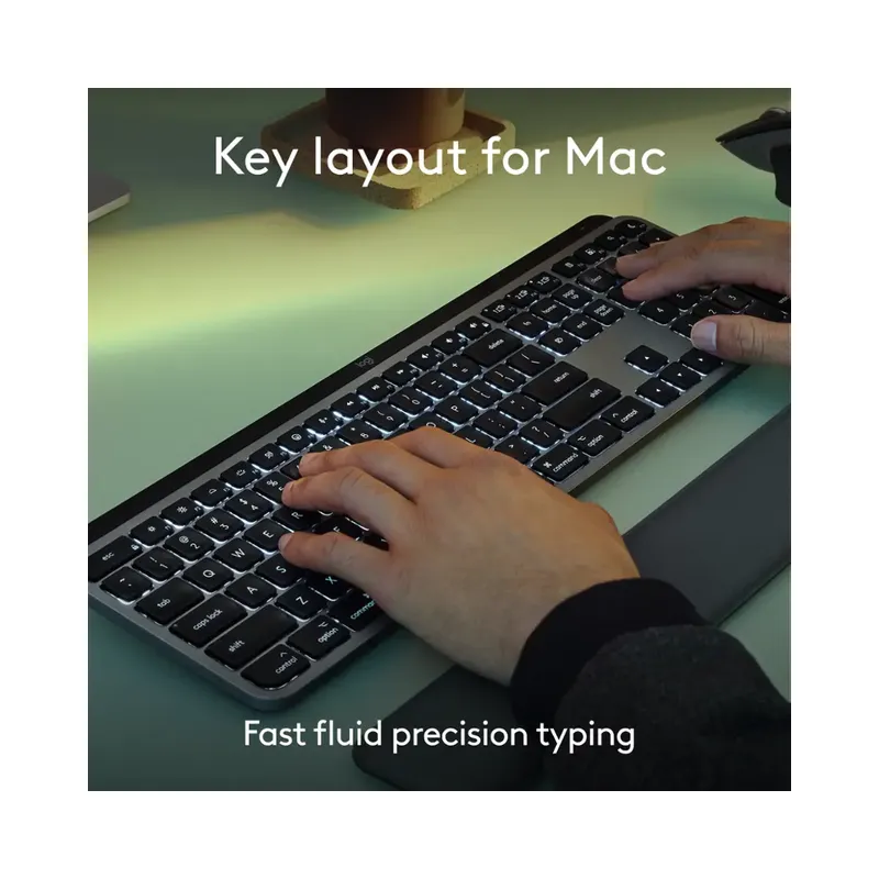 Logitech - MX Keys S for Mac Advanced Full-size Wireless Scissor Keyboard with Backlit keys for MacBook, iMac, iPad - Space Gray (Brand New) - Image 2