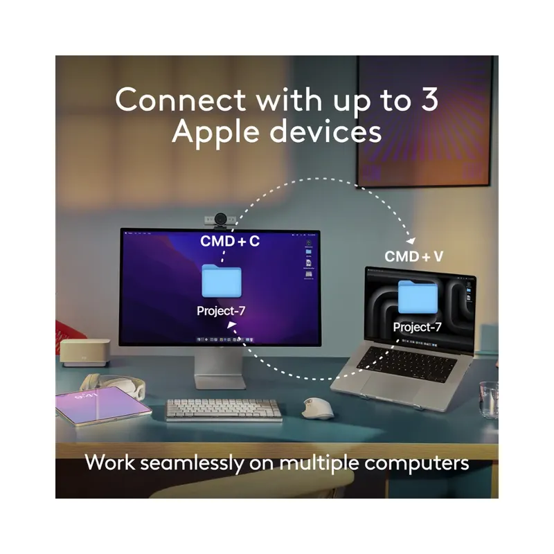 Logitech - MX Keys S for Mac Advanced Full-size Wireless Scissor Keyboard with Backlit keys for MacBook, iMac, iPad - Space Gray (Brand New) - Image 3