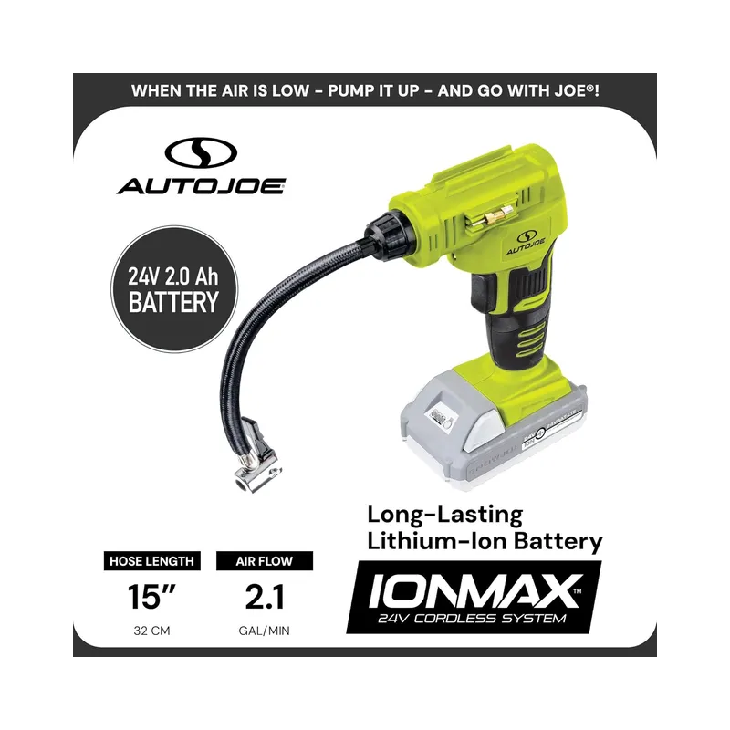 Sun Joe Cordless Air Compressor + Inflator Kit 24V Max (2.0Ah Battery + Charger) -Brand New - Image 4