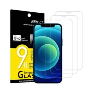 NEW'C 3 Pack Designed for iPhone 12/12 Pro (6.1") Screen Protector Tempered Glass, Case Friendly Scratch-proof, Bubble Free, Ultra Resistant