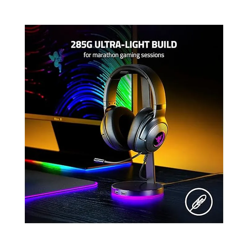 Razer Kraken V3 X Wired USB Gaming Headset: Lightweight Build - Triforce 40mm Drivers - HyperClear Cardioid Mic - 7.1 Surround Sound - Black (Brand New) - Image 5