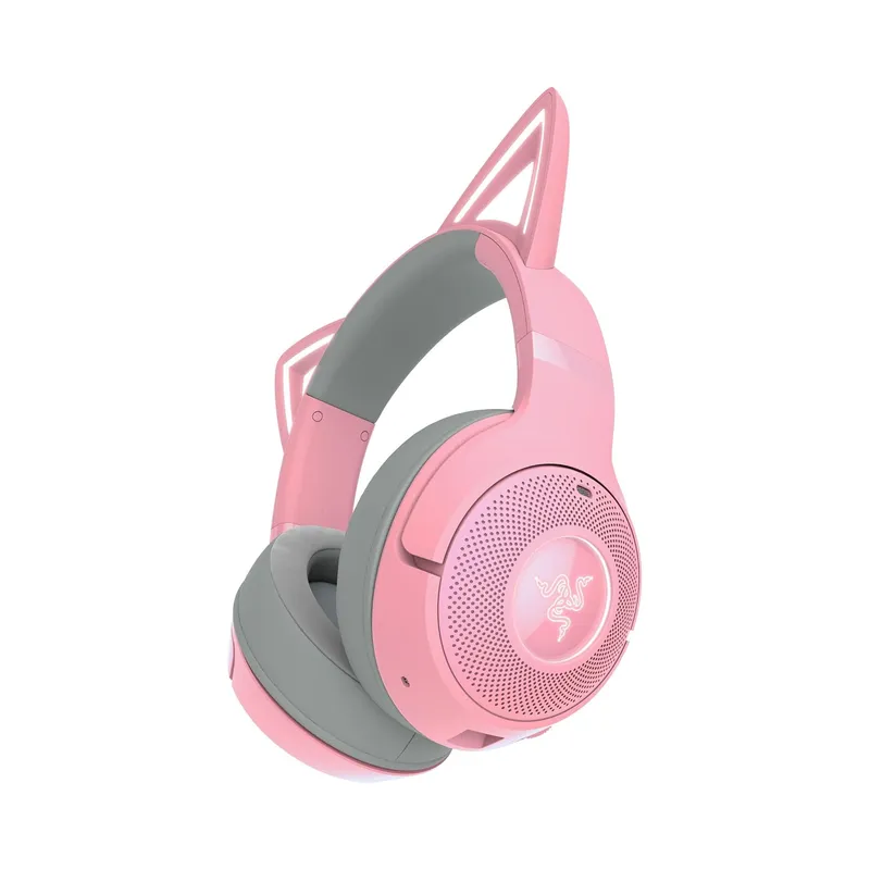 Razer Kraken Kitty V2 BT Wireless RGB Headset: Chroma RGB Kitty Ears & Earcups - Lightweight - 40 Hr Battery w/Type C Charging - Quartz Pink (Brand New) - Image 4