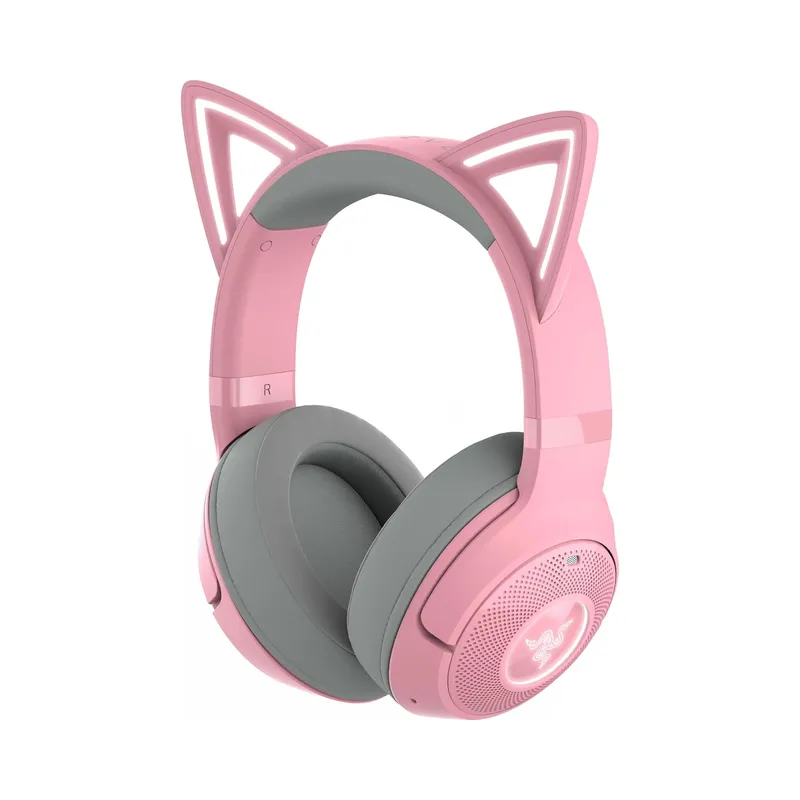 Razer Kraken Kitty V2 BT Wireless RGB Headset: Chroma RGB Kitty Ears & Earcups - Lightweight - 40 Hr Battery w/Type C Charging - Quartz Pink (Brand New)