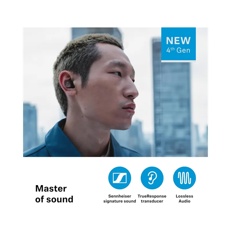 Sennheiser Momentum True Wireless 4 Smart Earbuds with Bluetooth 5.4, Crystal-Clear Sound, Comfortable Design, 30-Hour Battery Life- Black Graphite (Brand New) - Image 5