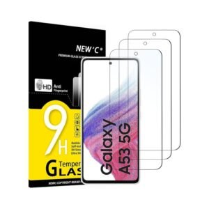 NEW'C Tempered Glass Screen Protector for Samsung Galaxy A53 5G - 3-Pack, Scratch-Resistant, Bubble-Free, Case-Friendly