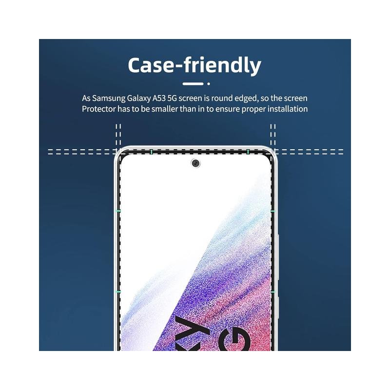 NEW'C Tempered Glass Screen Protector for Samsung Galaxy A53 5G - 3-Pack, Scratch-Resistant, Bubble-Free, Case-Friendly - Image 3