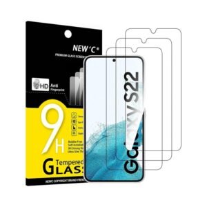 NEW'C 3 Pack Designed for Samsung Galaxy S22 5G, Screen Protector Tempered Glass,Case Friendly Scratch-proof, Bubble Free, Ultra Resistant