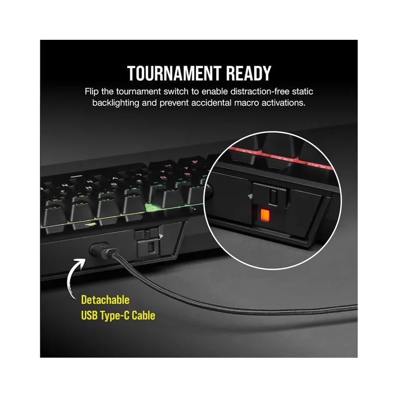 Corsair K70 RGB TKL CHAMPION SERIES Tenkeyless Mechanical Gaming Keyboard (CHERRY MX Silent Keyswitches: Linear and Quiet , Black - Brand New - Image 2