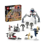 LEGO Star Wars Clone Trooper & Battle Droid Battle Pack Set for Kids 75372, Buildable Toy Speeder Bike Vehicle, Tri-Droid.