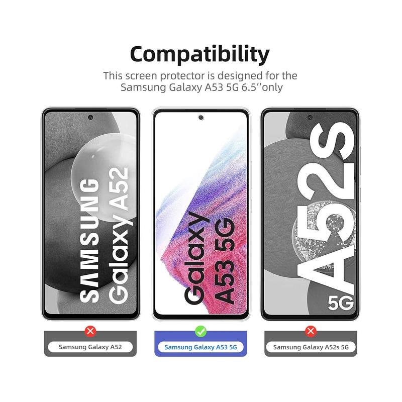 NEW'C Tempered Glass Screen Protector for Samsung Galaxy A53 5G - 3-Pack, Scratch-Resistant, Bubble-Free, Case-Friendly - Image 8