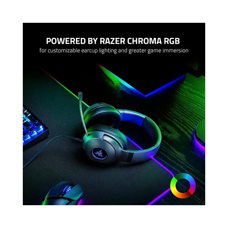 Razer Kraken V3 X Wired USB Gaming Headset: Lightweight Build - Triforce 40mm Drivers - HyperClear Cardioid Mic - 7.1 Surround Sound - Black (Brand New) - Image 3