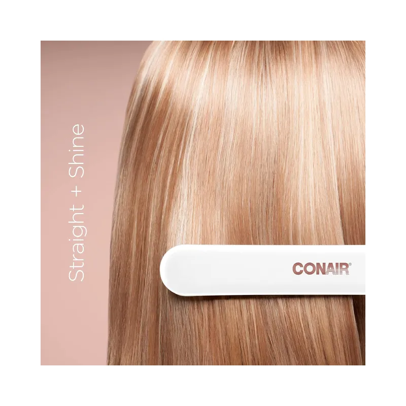 Conair Double Ceramic 1'' Flat Iron, 25mm Hair Straightener, 410°F High Ceramic Heat, 30-second Heat-up, Even Heat and Fast Styling, White - Image 8