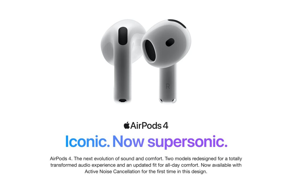Apple AirPods 4 (with Active Noise Cancellation | Latest Model 2024 ) Wireless Earbuds with USB-C and wireless Charging |.