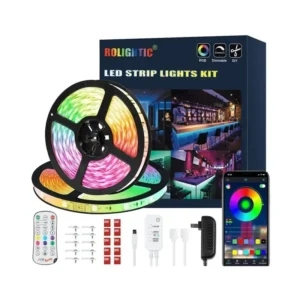 ROLiGHTiC 65.6FT LED Strip Lights | Ultra-Long Color Changing Light Strip with Remote, Music Sync, 600LEDs Bright RGB LED Lights, DIY Color Options Tape Lights - Brand New