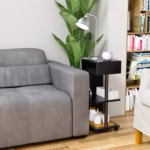 Yamagahome End Table with Charging Station – 4-Tier Nightstand, Black - view 5