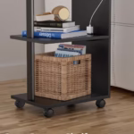 Yamagahome End Table with Charging Station – 4-Tier Nightstand, Black - view 2