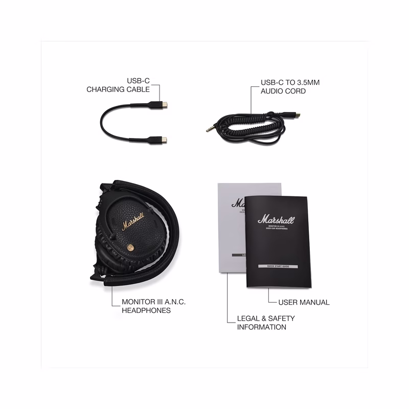 Marshall Monitor III Active Noise Canceling Over-Ear Bluetooth Headphone, Black (Brand New) - Image 2
