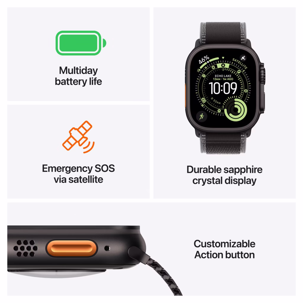 Apple Watch Ultra 3 (GPS + Cellular) 49mm Black Titanium Case with Black Ocean Band - Brand New - view 3