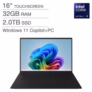 LG gram 16″ Touch Copilot+ PC – Core Ultra 9 288V – 2560 × 1600, 32GB RAM, 2TB SSD | Black | Open Box