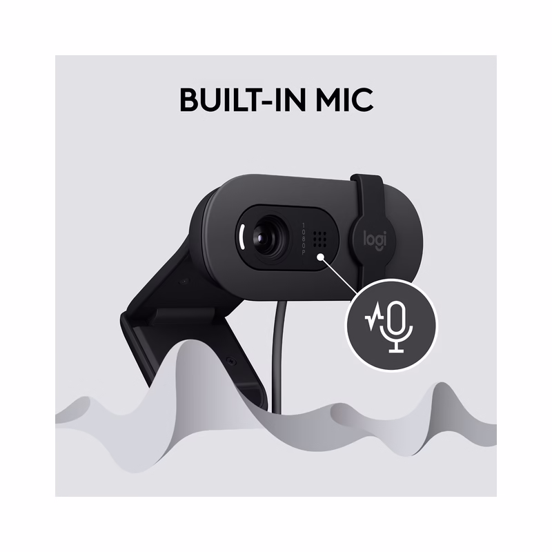 Logitech Brio 100 Full HD 1080p Webcam with Built-in Microphone - Graphite - Brand New - Image 2