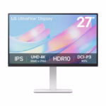 LG UltraFine 27US550-W 27-inch 4K UHD IPS monitor with HDR10 and 90% DCI-P3, front view in white