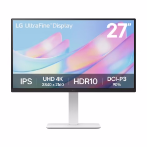 LG UltraFine 27US550-W 27-inch 4K UHD IPS monitor with HDR10 and 90% DCI-P3, front view in white